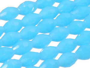 8x12mm Aqua Opal Quartz Faceted Rice Beads 15.5" synthetic [uc13b6]