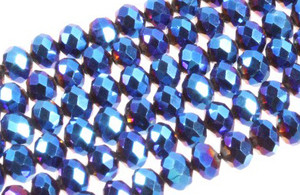 4x3mm Metallic Blue Glass Faceted Rondelle about 15.5" [uc1b21]