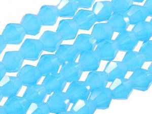 4mm Aqua Opal Glass Faceted Bicone about 14" [uc21b6]