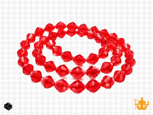 6mm Red Glass Faceted Bicone About 50 Bead 11" [uc22a6]