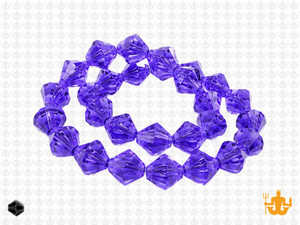 8mm Sapphire Glass Faceted Bicone About 40 Bead 12" [uc23a14]