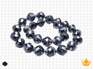 8mm Metallic Gray Glass Faceted Bicone About 40 Bead 12" [uc23a15]
