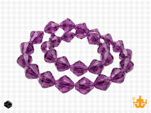 8mm Amethyst Glass Faceted Bicone About 40 Bead 12" [uc23a20]