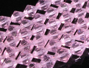8mm Pink Glass Faceted Bicone About 40 Bead 12" [uc23a5]