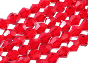 8mm Red Glass Faceted Bicone About 40 Bead 12" [uc23a6]