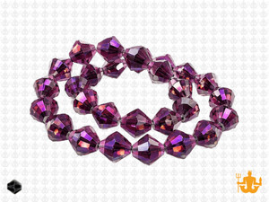8mm Metallic Purple Glass Faceted Bicone About 40 Bead 12" [uc23b22]