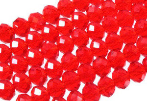 8x6mm Red Glass Faceted Rondelle About 72 Bead 15.5" [uc3a6]