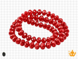 8x6mm Red Glass Faceted Rondelle About 72 Bead 15.5" [uc3a6]