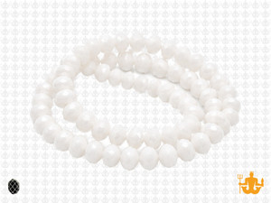8x6mm White Opal Quartz Faceted Rondelle Beads 15.5" synthetic [uc3b1]