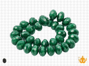 10x8mm Metallic Green Glass Faceted Rondelle About 35 Bead [uc4b20]