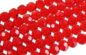 6mm Red Glass Faceted Round about 15.5" [uc7a6]