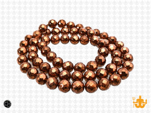 6mm Metallic Gold Glass Faceted Round about 15.5" [uc7b18]