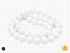 8mm White Opal Quartz Faceted Round Beads 15.5" synthetic [uc8b1]