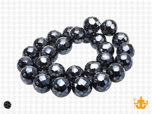 10mm Metllic Gray Glass Faceted Round About 35 Beads [uc9a15]
