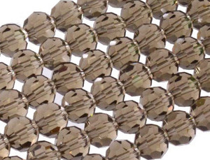 10mm Smoky Glass Faceted Round About 35 Beads [uc9a24]