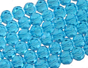10mm Aquamarine Glass Faceted Round About 35 Beads 15.5" [uc9a26]