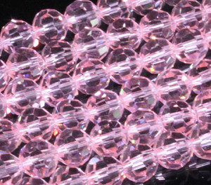 10mm Pink Glass Faceted Round About 35 Beads [uc9a5]