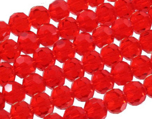10mm Red Glass Faceted Round About 35 Beads [uc9a6]