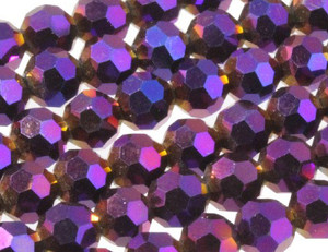 10mm Metallic Purple Glass Faceted Round About 35 Beads [uc9b22]
