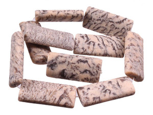 20x40mm Matte Sesame Agate Pillow Beads 15.5" natural [w303m]