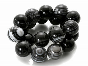 12mm Black Banded Agate Round Beads 15.5" natural [12f26]