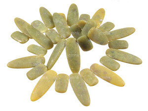 12x22mm Matte+13x38mm Matte Nephrite Jade Teeth Beads 15.5" natural [wa292m]