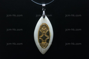 28X65mm Buffalo Bone Designer Bead Pendant With Brass Setting [z1702]