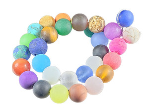 12mm Matte Mix Stones Round Beads 15.5" natural [12x99m]