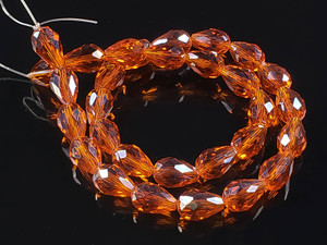 8x12mm Orange Glass Faceted Teardrop Beads 14" [uc43a5]
