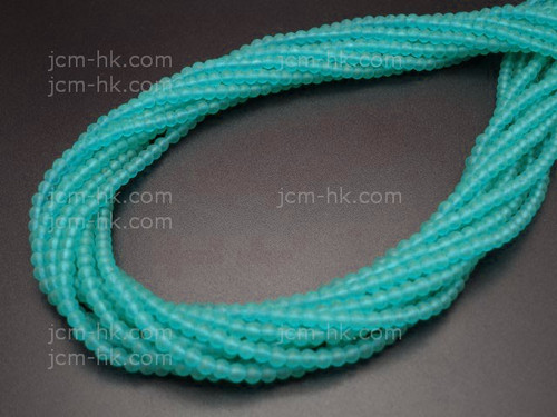 3mm Matte Aquamarine Round 100 Beads synthetic [3a34m]