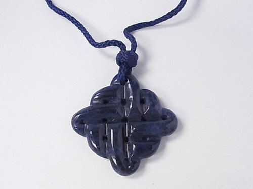 40x40mm Top Grade Sodalite Fine Carved With Cord Necklace 36" [e1046]