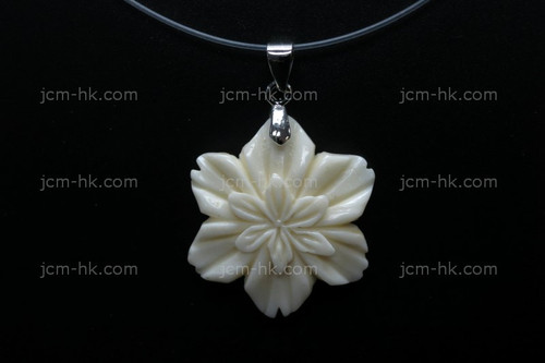 25X26mm Buffalo Bone Flower Designer Bead Pendant [z1301]