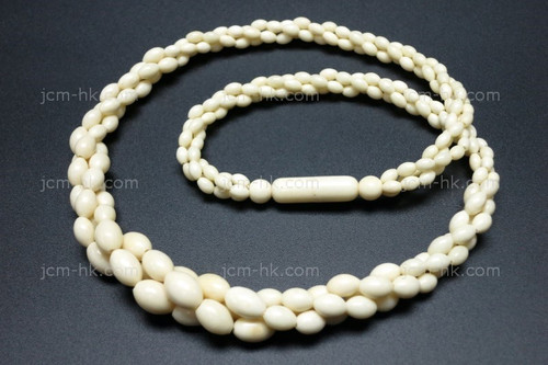 3x5mm-6x8mm 3-row Buffalo Bone Necklace 18" [z7650]