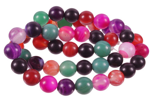 4mm Matte Mix Banded Agate Round Beads 15.5" dyed [4f29m]
