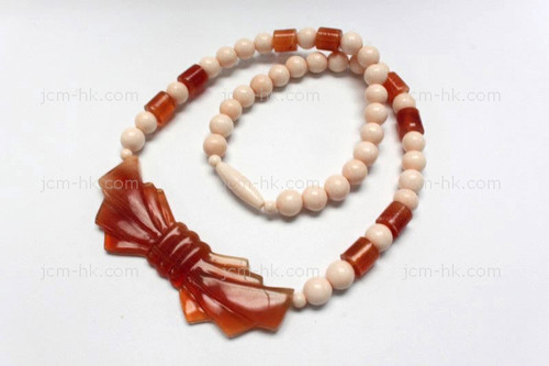 72x25mm Amber Horn & Buffalo Bone Necklace 18" [z7475]