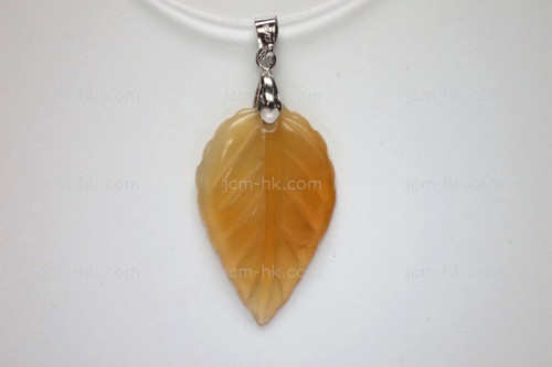 23X38mm Amber Horn Leaf Designer Bead Pendant [z1662]