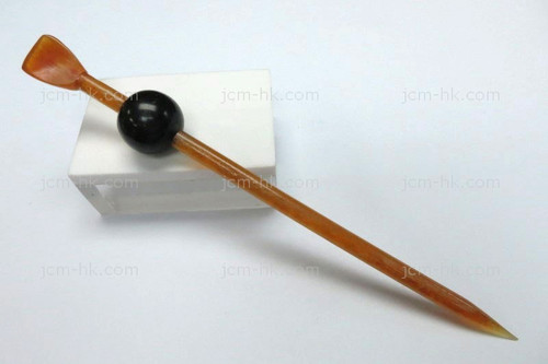 18X150mm Amber Horn Carved Hair Pin [z1178]