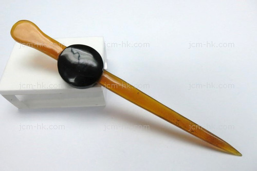 25x40mm Amber & Buffalo Horn Hair Pin [z5215]