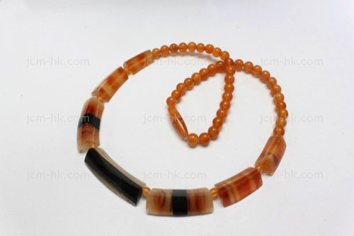 105x10mm Amber Horn Necklace 18" [z7663]