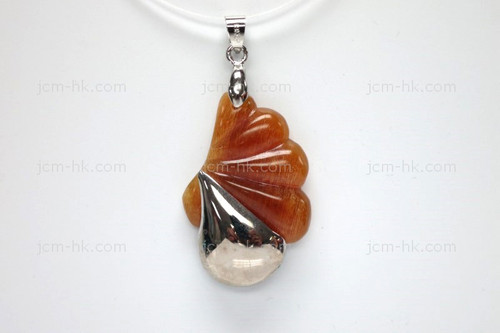 38x25mm Amber Horn Designer Bead Pendant with 925 Sterling Silver [z7383]