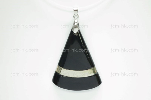 35X46mm Buffalo Horn Designer Bead Pendant With 925 Silver Setting [z1564]