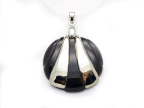 30mm Buffalo Horn Designer Bead Pendant with 925 Silver Setting [z5783]