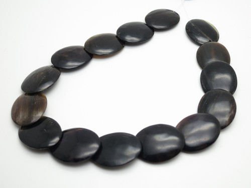 12x25mm-36x22mm Buffalo Horn Oval Disc Beads 15pcs. [z2103]