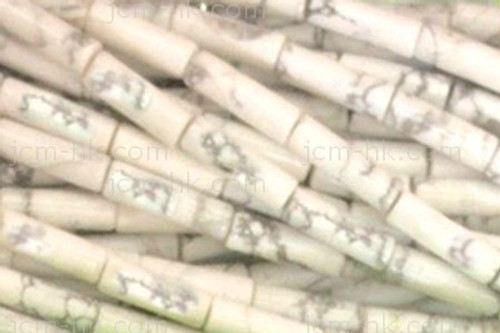 4x13mm White Howlite Tube Beads 15.5" natural [h1b9]