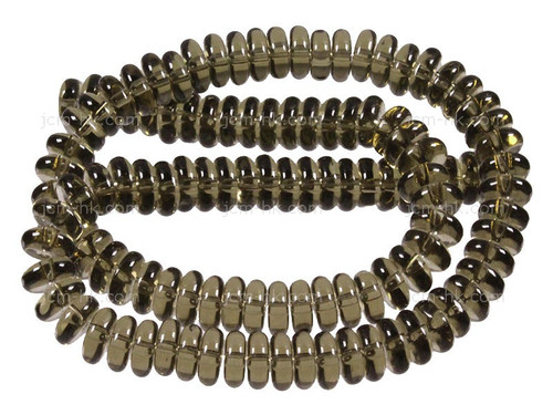 8x6mm Smoky Quartz Rondelle Beads 15.5" synthetic [h3a8-8]