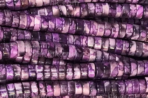 6mm Purple Line Agate Heishi Beads 15.5" dyed [h4f1p-6]
