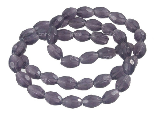 6x8mm Amethyst Faceted Rice Beads 15.5" synthetic [sc7a6]