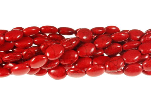 13x18mm Red Magnesite Oval Beads 15.5" [t381r]