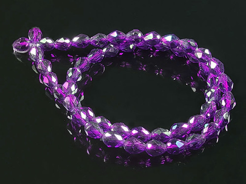 6x8mm Metallic Purple Glass Faceted Teardrop Beads 15" [uc42b22]