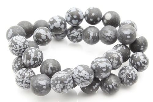 6mm Matte Snowflake Obsidian Round Beads 15.5" natural [6b25m]